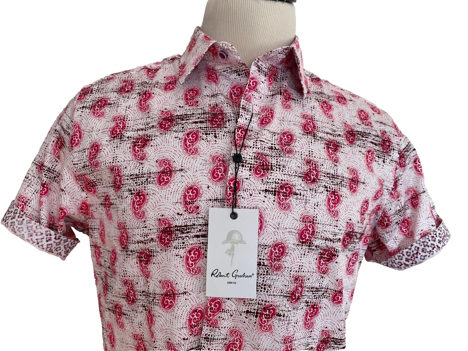 Robert Graham Paisley Short Sleeve Casual Button-Down Shirts for Men