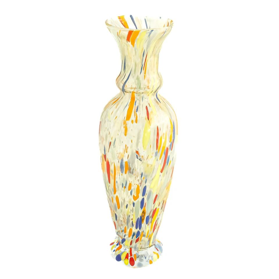 Murano Glasvase Gelb Blau Orange Weiß Handgefertigt Millefiori 21cm Hoch - Bild 2 von 4