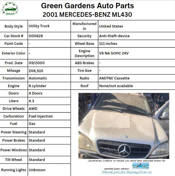 1998 - 2005 MERCEDES BENZ ML430 Rear Vent Glass Window w/ Tint Passenger Right - Image 4 of 4