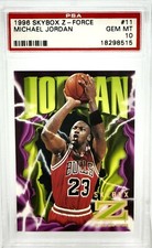 📈 PSA 10 MICHAEL JORDAN 📈 1996-97 SKYBOX Z-FORCE #11 BULLS TAR HEELS GRADED