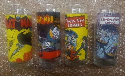 BATMAN-THEMEN VINTAGE TRINKGLÄSER von VANDOR, RETRO COMIC HÜLLEN inkl. JOKER - Bild 1 von 4