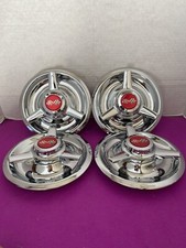 4 3 Bar Spinners Center Caps For Chevy Rally Wheels 7 Red Flags Decals