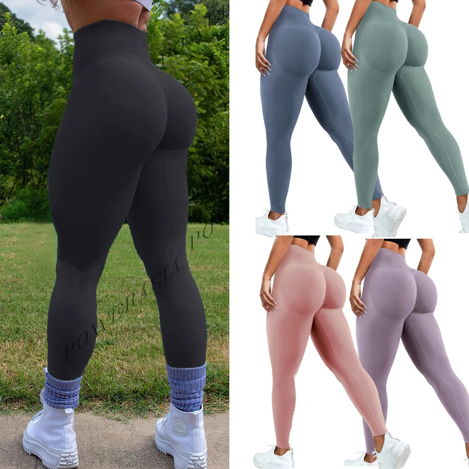 Women High Waist Yoga Pants Seamless Scrunch Gym Leggings Fitness Sports Running