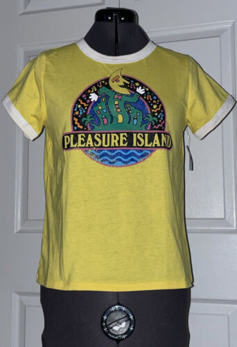 Disney Parks Pleasure Island T-Shirt Vintage Retro Moon Logo Yellow Size S NWT - 第 1/6 張圖片