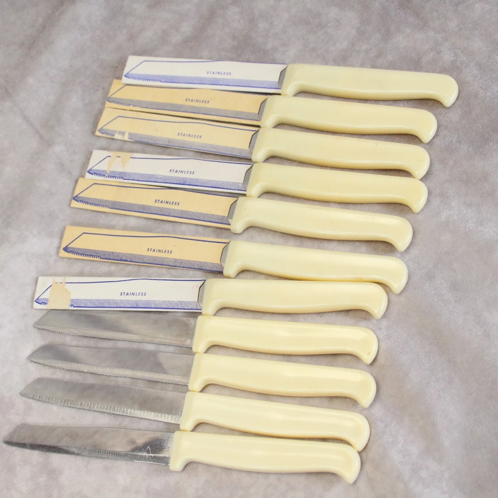 Quikut Stainless Steel Razor Edge Serrated Tip Knives 7-1/2" Lot of 11