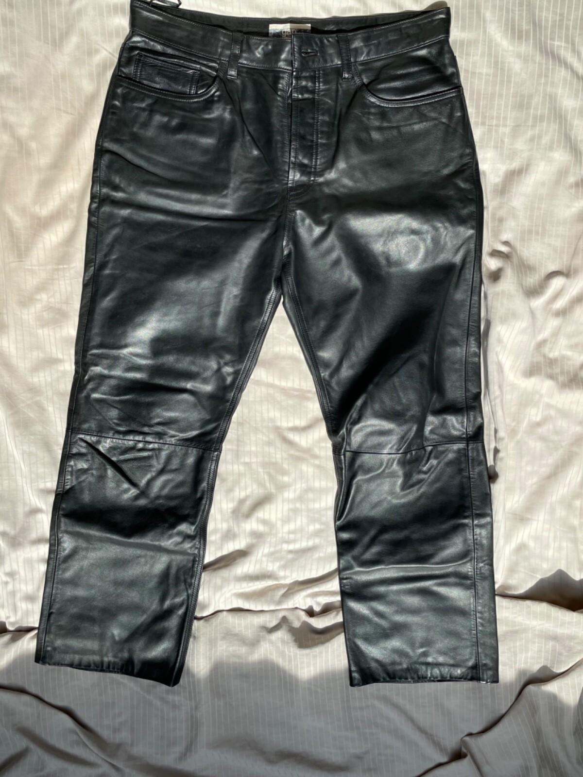 GAP 35x28 Black Leather Pants men Gem
