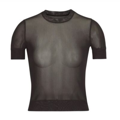 SKIMS 半袖Tシャツ黒 SKIMS TRACK MESH OVERSIZED T-SHIRT | ONYX