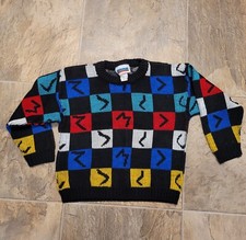 Vintage Tripleplay Toddler Acrylic Sweater Size 5 Bright Geometric USA Made