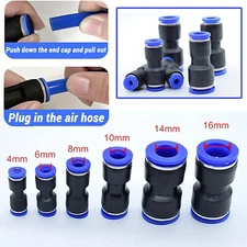 Nylon Pneumatic Straight Hose Tube Inline Push Fit Connector Air Line