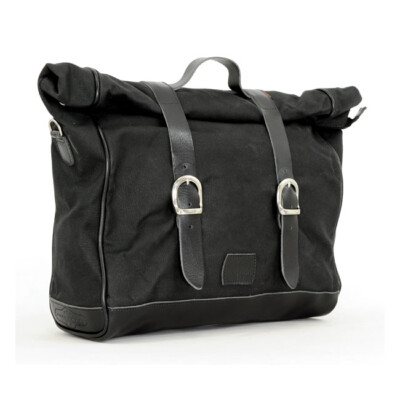 Longride Satteltasche Old Chopper aus Waxcotton Schwarz für Harley-Davidson