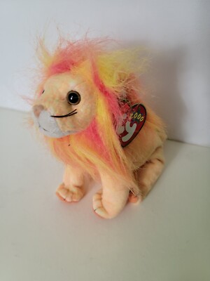 Ty Beanie Babies -New Bushy The Lion--MWMT-King of the Jungle with Full Mane 7''