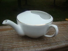 Antique Porcelain Ceramic Invalid Sick Feeder Cup White With Gold Accents Mug