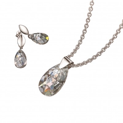 CEM Titan Schmuck-Set Damen Halskette & Ohrschmuck Kristall CT5-106 + CT5-107