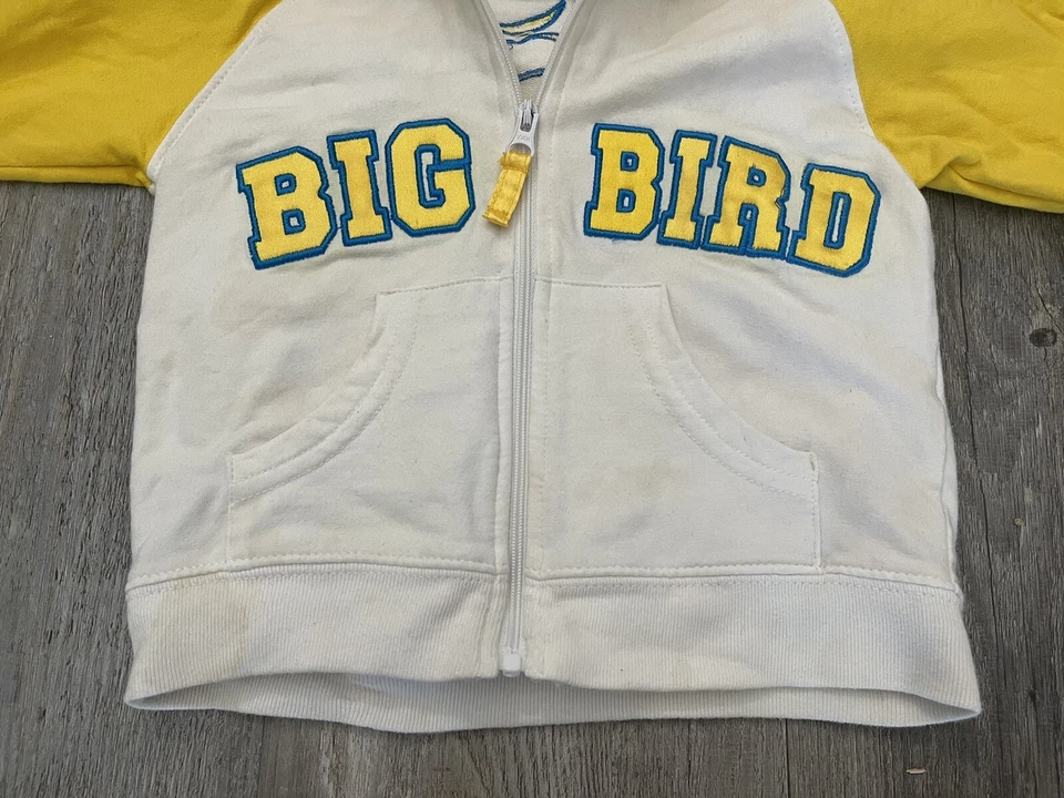 Sudadera Big Bird Plaza Sésamo Bebé Talla 18M Vintage Bordada Con Capucha Cremallera Foto 3 de 4