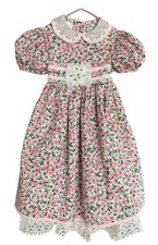 Vtg Bonnie Jean Pink Floral Girls Dress Size 4 Modest Cottagecore New York USA