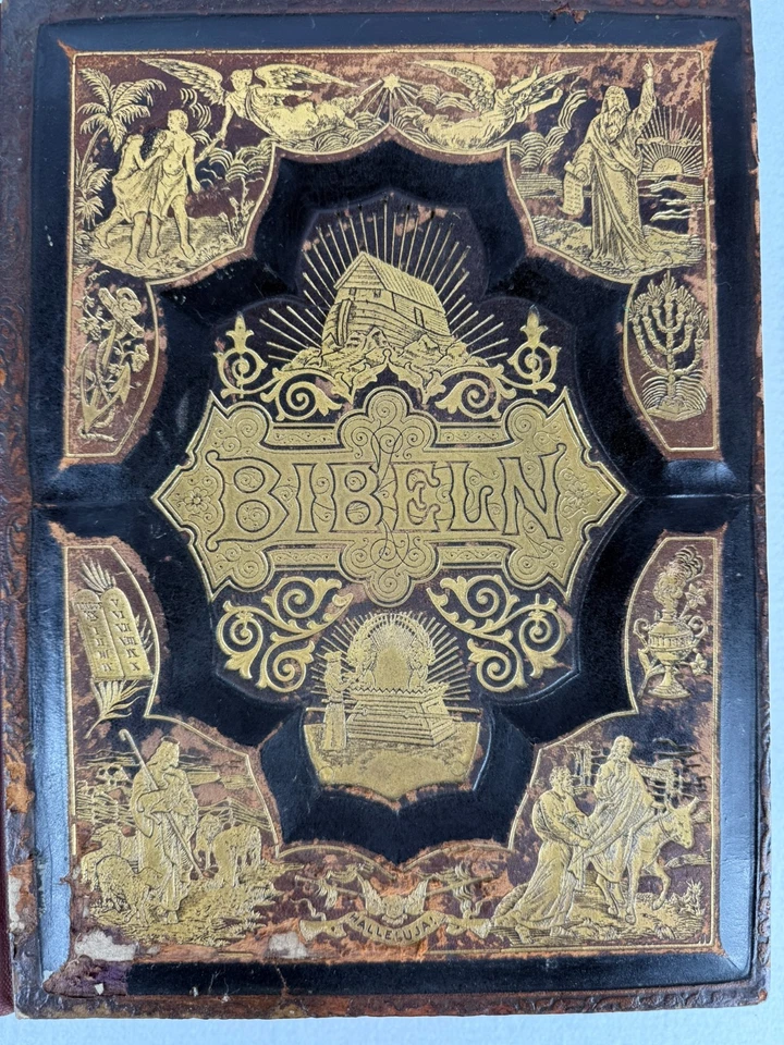 Antique Swedish Family Bible Den Heliga Skrift Lavishly Illustrated Gilt Edges - Image 3 of 4