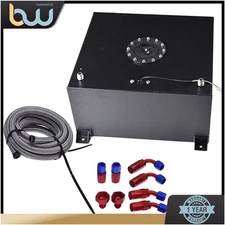 Black Aluminum 15 Gallon Fuel Cell Gas Tank+cap+level Sender+steel Fuel Line Kit