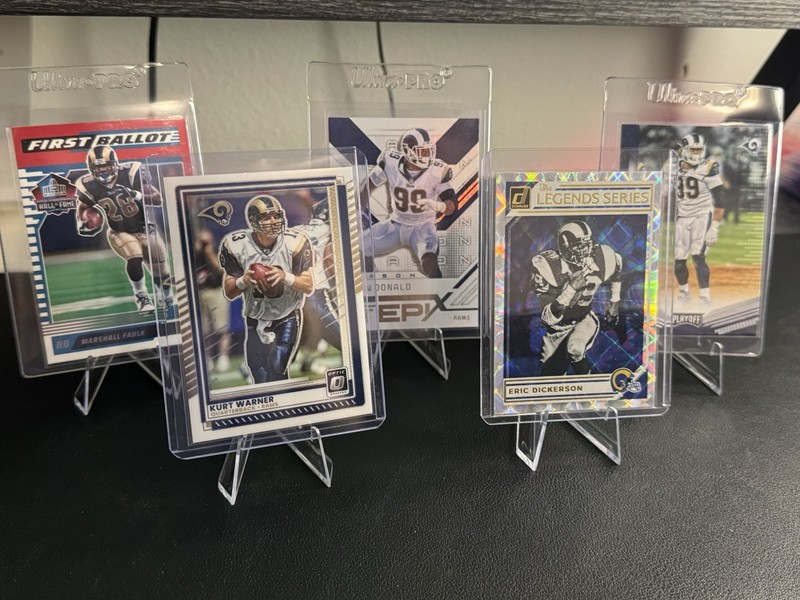 NFL Rams Legends 5 Card Lot - Faulk Warner Donald Dickerson, Insert, Refractors