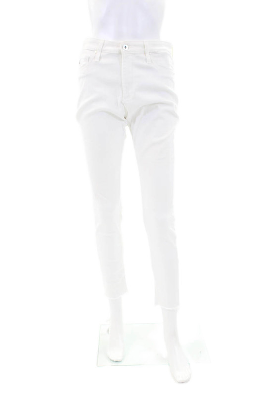 Adriano Goldschmied Womens Cotton Zip Button Skinny Fray Jeans White Size EUR 28