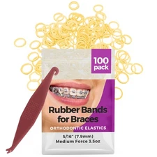 5/16 Inch Orthodontic Elastic Rubber Bands, 100 Pack, Natural, Medium 3.5 Ounce