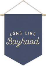 Navy Blue Boy Room Decor,Long Live Boyhood Canvas Banner Nursery Playroom Wall D