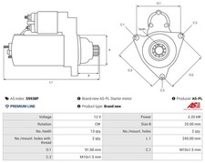 Motor De Arranque AS-PL S9938P 2,2KW para JAGUAR XE (X760) 12V
