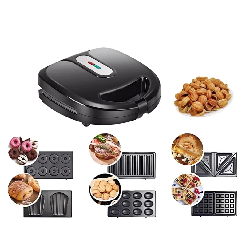 Kagor Waffle Maker 6 In 1 Walnut Cookie Maker Panini Press Grill And Sandwich