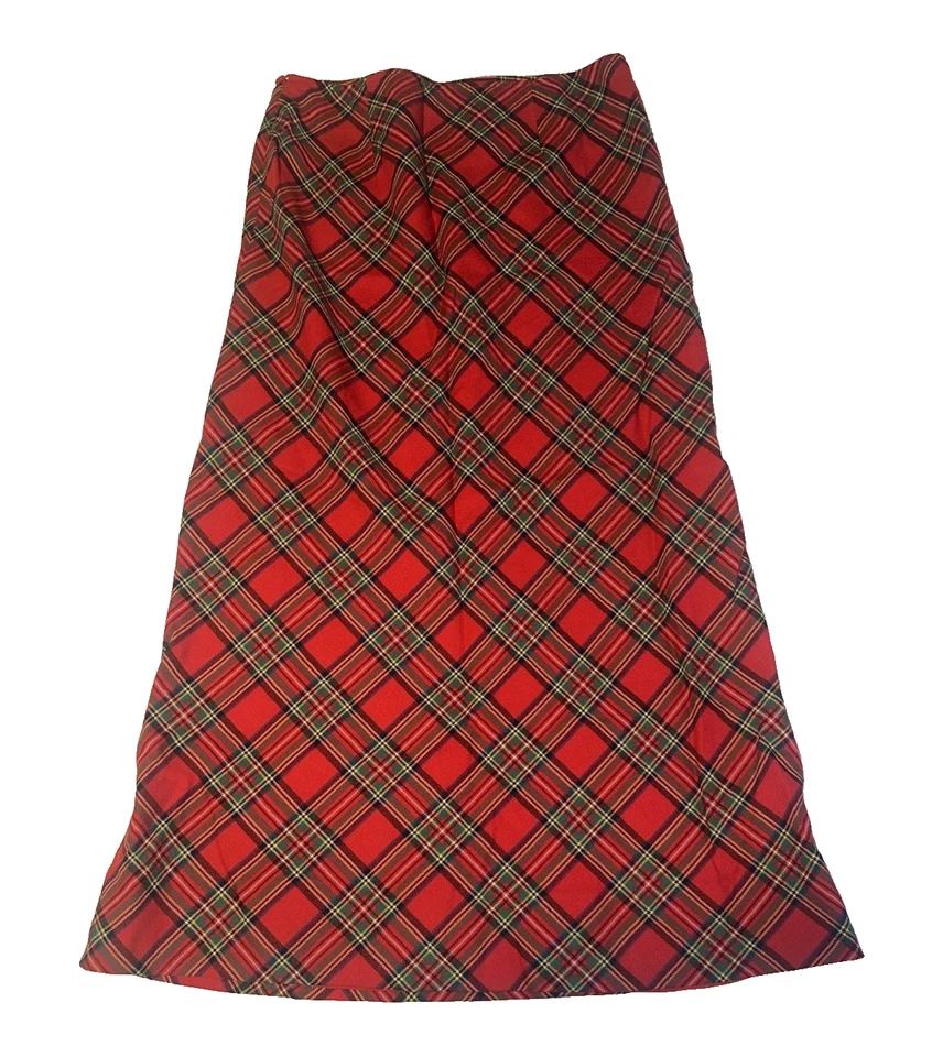 Ralph Lauren Plaid Wool Skirt Midi A Line Red Tartan Vintage Women's 6 Read As - Image 2 of 4