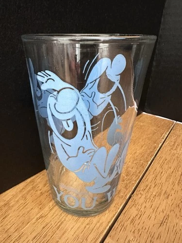 Vintage Federal Glass You Want it When? Laughing Man Blue Swanky Swig 4-3/4”