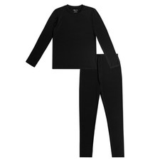 Boys Performance Baselayer Thermal Underwear Base Layer Set, Black, 10-12 US