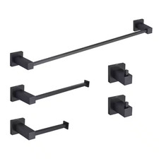 5-Piece Bathroom Hardware Set with Toilet Paper Holder Towel Bar/Rack Towel/Robe