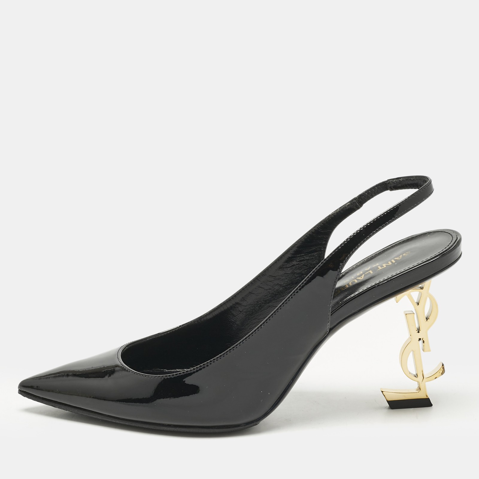 Decolte Saint Laurent nere in vernice Opyum Slingback taglia 37