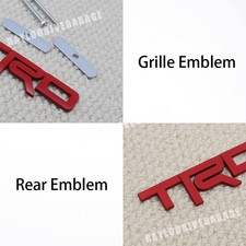 Red Trd Front Grill Emblem With Screw Fittings 3d Car Metal Adhesive Rear Badge