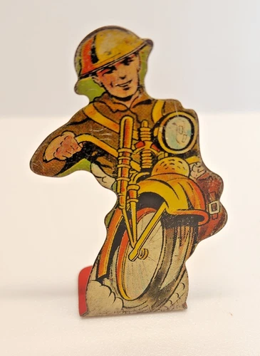 Vintage Marx Flat Tin soldier #50 Motorcycle Messenger.