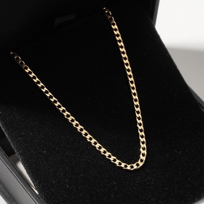 Massive 9 kt Gelbgold 2,5 mm flache Panzerkette Gliederkette Halskette 55 cm 22 Zoll lang