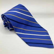 Lauren Ralph Lauren 100 Silk Blue Striped Repp Tie Regimental Preppy Gift