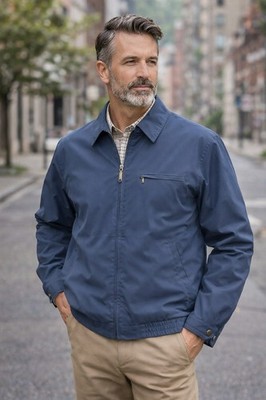 Pendleton Men's Blue Zip Front Jacket L Plaid Lined Harrington
