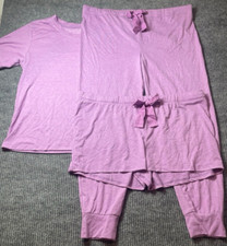 Felina Pajama Set Women's Large Purple 3 Piece Comfort Stretch Sleepwear Set