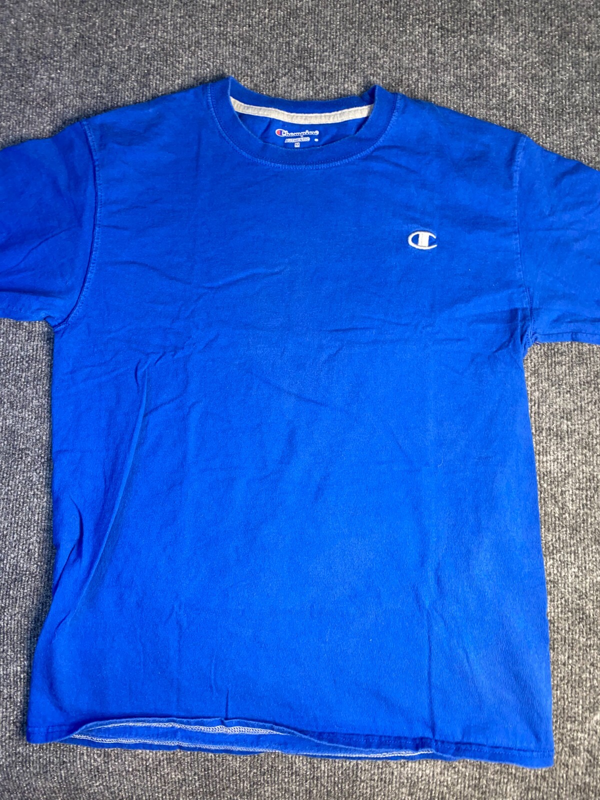 T shirt Champion autentica uomo blu medio vestibilità ampia costina girocollo logo pony