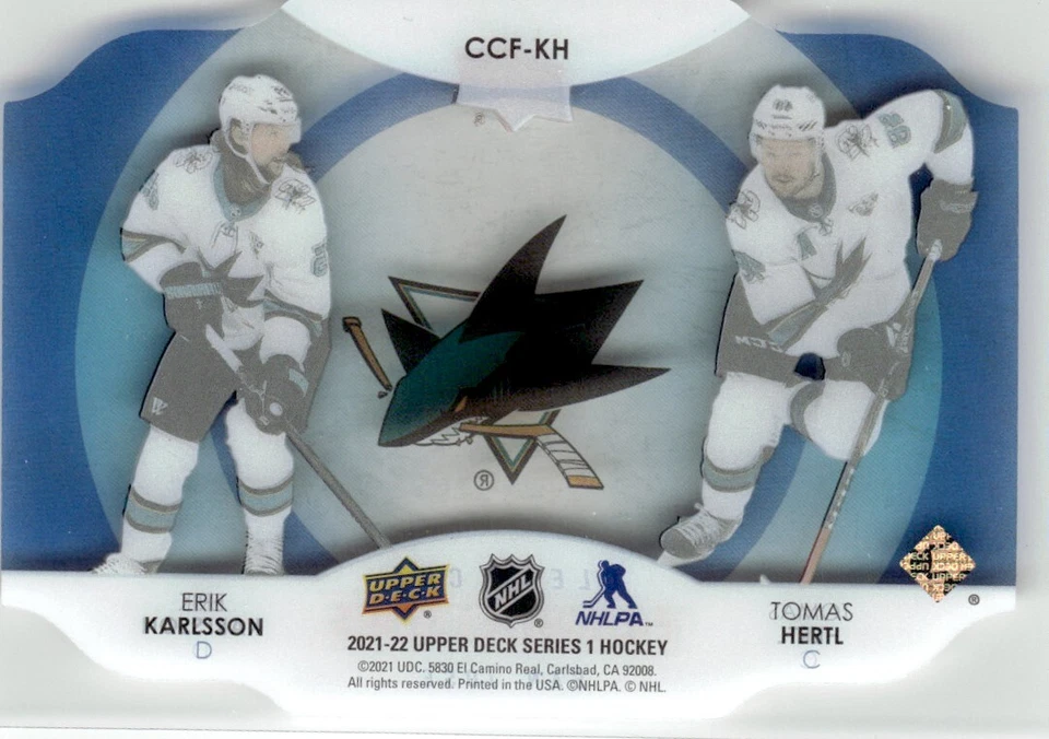 2021-22 Upper Deck Clear Cut Foundations Tomas Hertl / Erik Karlsson San Jose - Image 2 of 2