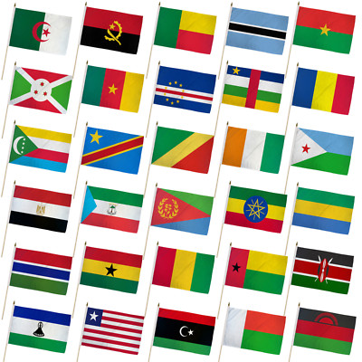 アフリカヨルバ族スティック Set of 54 African Country Flags 12x18in Stick Flags of Africa Flag