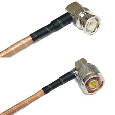 RG142 Silver BNC MALE ANGLE to N MALE ANGLE Coax RF Cable USA Lot