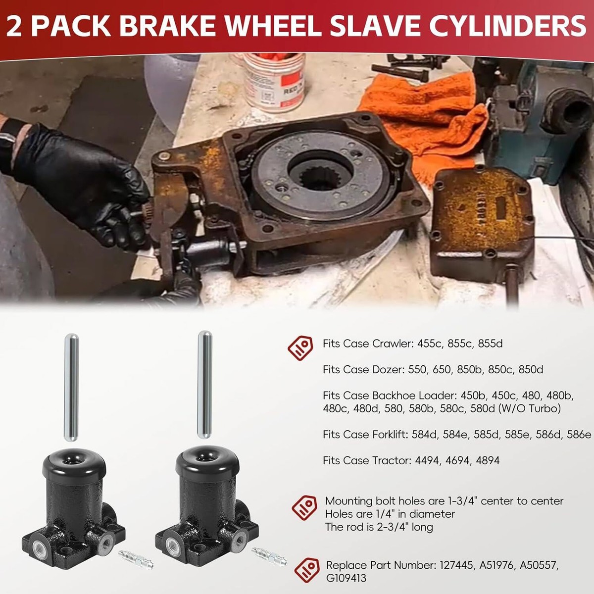 A51976 L25419 Brake Cylinders Kit 2 Sets Brake Master And Slave Cylinders Kit - A51976 L25419 Kit For Case Backhoes And Equipment Case Backhoe Brake Master Slave Cylinders - Foto 6