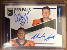 2019 Panini Donruss Elite - Pen Pals Duals Drew Lock, Noah Fant #PPD-DE Blue Ink