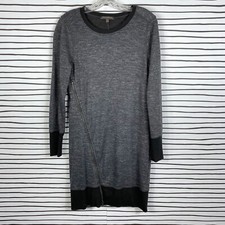 Banana Republic Sweatshirt Dress Dark Gray Black Long Sleeve Zipper Size XS