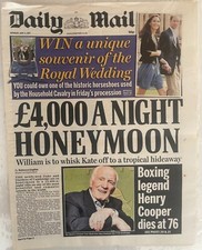 DEATH of HENRY COOPER/3 DAYS AFTER WILLIAM & KATE'S WEDDING 2011 Daily Mail