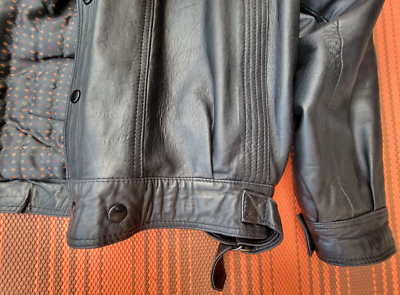 Vintage 70's Archive Leather Jacket Biker Red/Gold Harlequin Silk