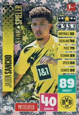 Match Attax 20/21 Bundesliga 2020/2021 Karte Nr. 111 Jadon Sancho Star Spieler