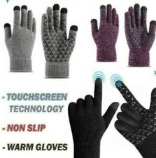 Touchscreen Gloves Winter Insulated Knitted Thermal Mitten Unisex Non Slip Text