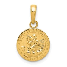 14K Yellow Gold Saint Christopher Medal Charm Pendant 1.08g for Mom